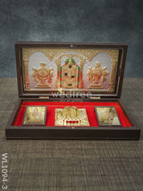 Gold Plated Prayer Box Large - Wl1094 Tirupathi Balaji Paduka