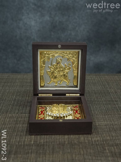 Gold Plated Prayer Box Mini - Wl1092 Durga Paduka