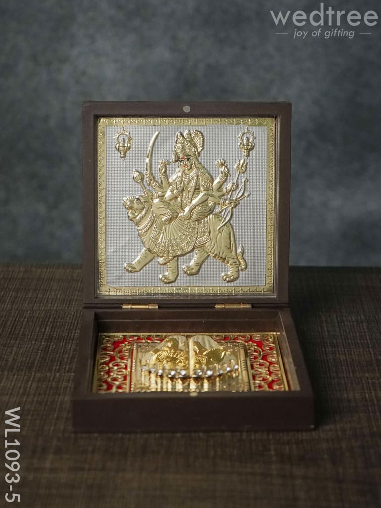 Gold Plated Prayer Box Small - Wl1093 Durga Paduka