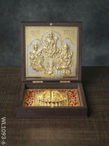 Gold Plated Prayer Box Small - Wl1093 Ganesh Lakshmi Saraswathi Paduka