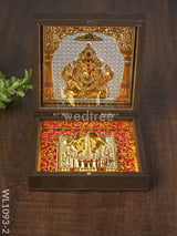 Gold Plated Prayer Box Small - Wl1093 Ganesha Paduka