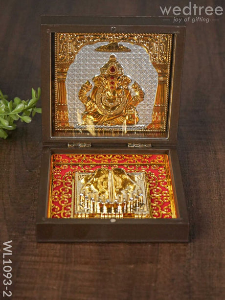 Gold Plated Prayer Box Small - Wl1093 Ganesha Paduka