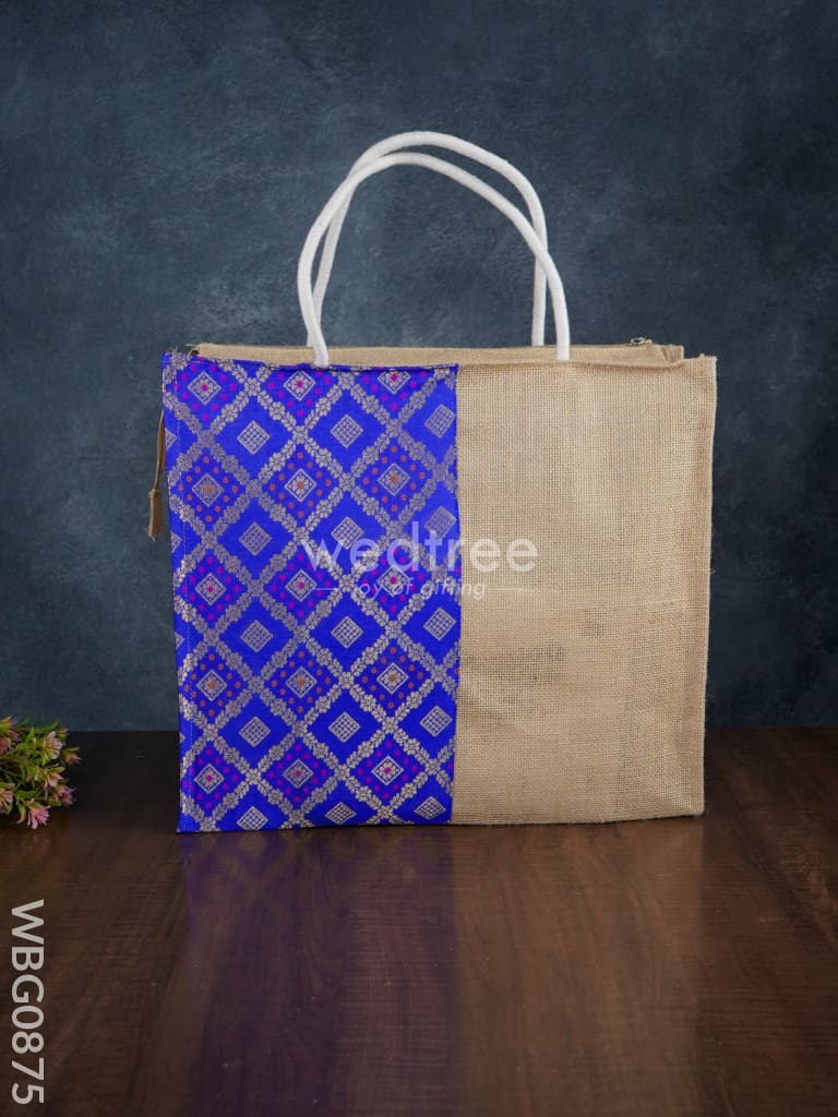 Golden Brocade Design Jute Bag - 14.5 Inch Wbg0875 Bags