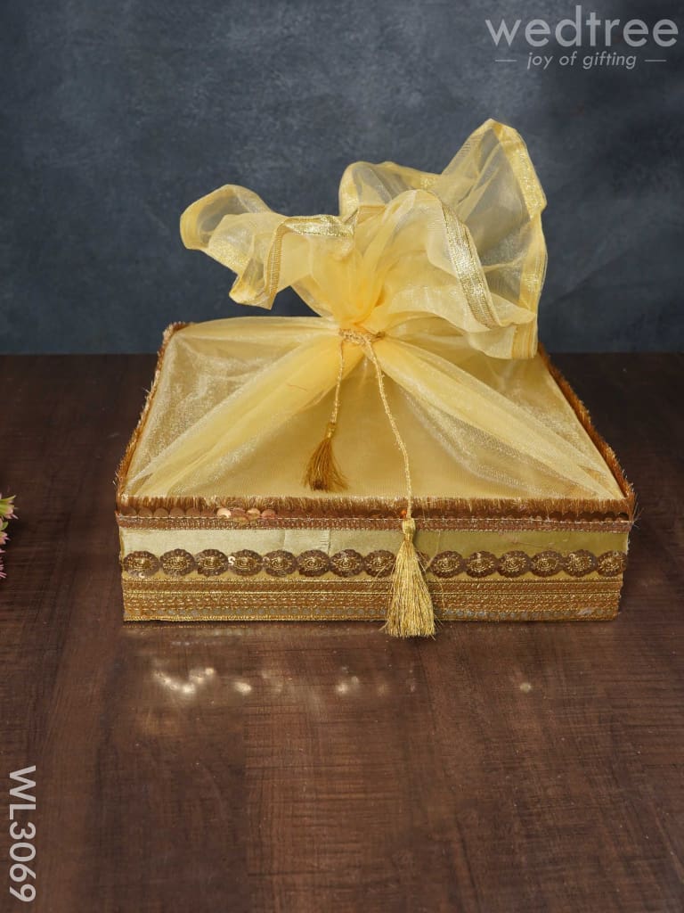 Golden Embroidered Trousseau Basket - Set Of 3 Wl3069 Wedding Essentials