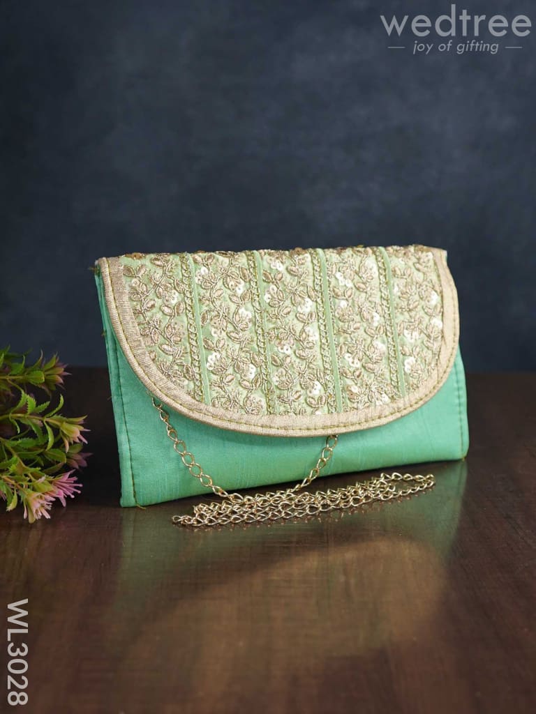 Golden Embroidery Sling Bag With Zardosi Work - Wl3028 Bags