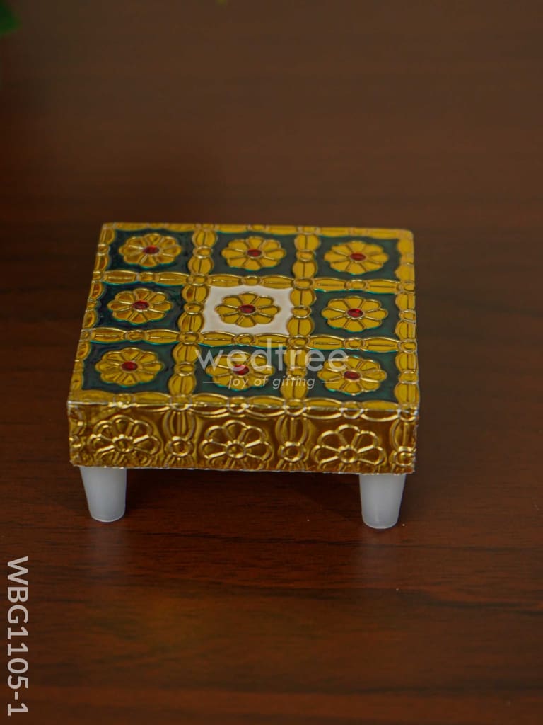 Meenakari Golden Manai - Wbg1105 3X3 Inch Pooja Utilities