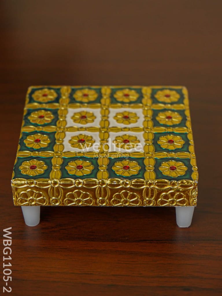 Meenakari Golden Manai - Wbg1105 4X4 Inch Pooja Utilities