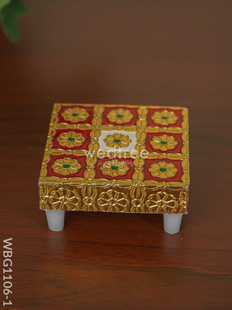 Meenakari Golden Manai - Wbg1106 3X3 Inch Pooja Utilities