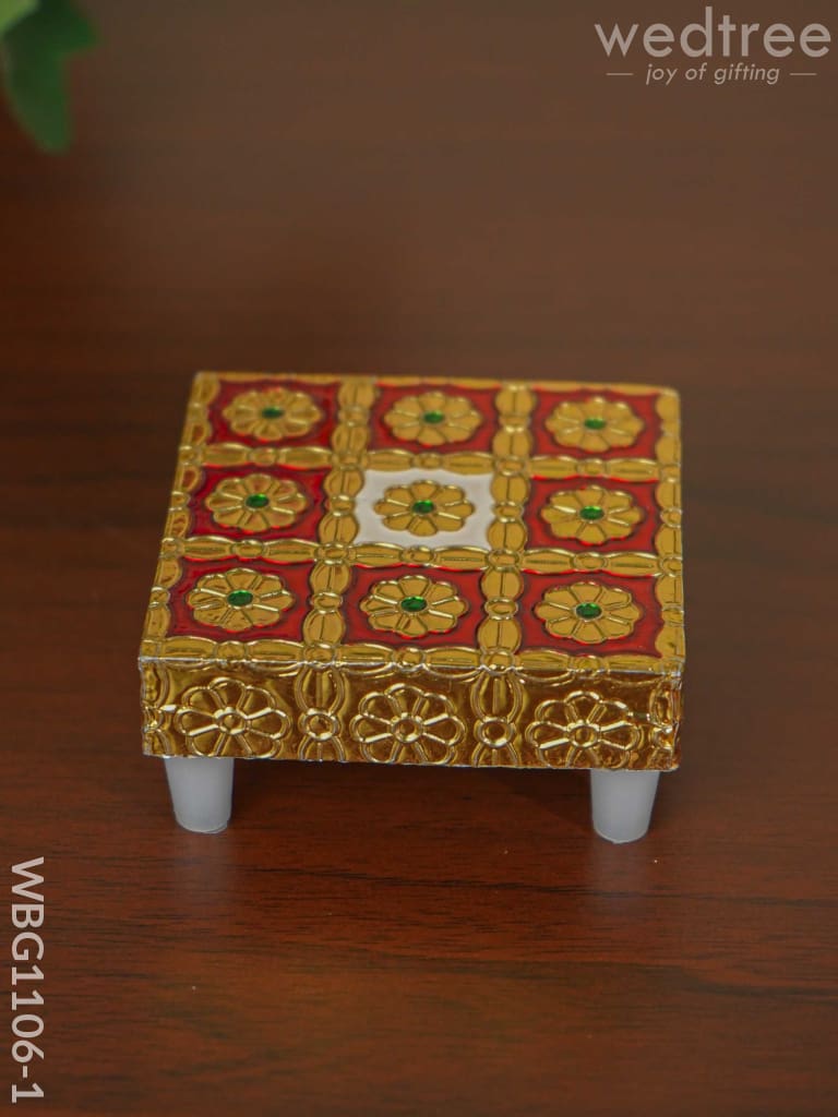 Meenakari Golden Manai - Wbg1106 3X3 Inch Pooja Utilities