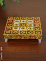 Meenakari Golden Manai - Wbg1106 5X5 Inch Pooja Utilities