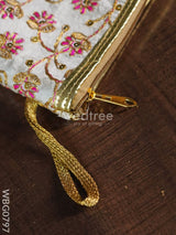 Golden Floral Embroidered Purse - Wbg0797 Clutches & Purses