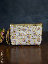 Golden Floral Embroidered Purse - Wbg0797 Clutches & Purses