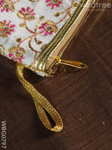 Golden Floral Embroidered Purse - Wbg0797 Clutches & Purses