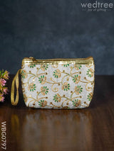 Golden Floral Embroidered Purse - Wbg0797 Clutches & Purses