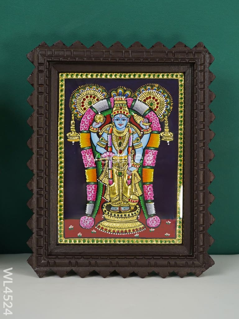 Guruvayurappan Photo Frame With Tanjore Art Work - Flat (Gold Foil) 8 X 6 Inch Wl4524 Painting