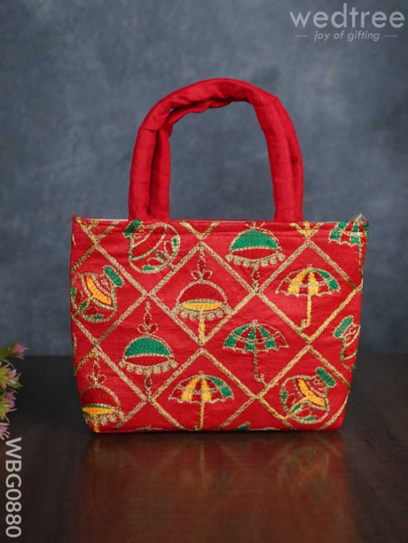 Hand Bag Embroidery Work With Handle - Wbg0880 Bags