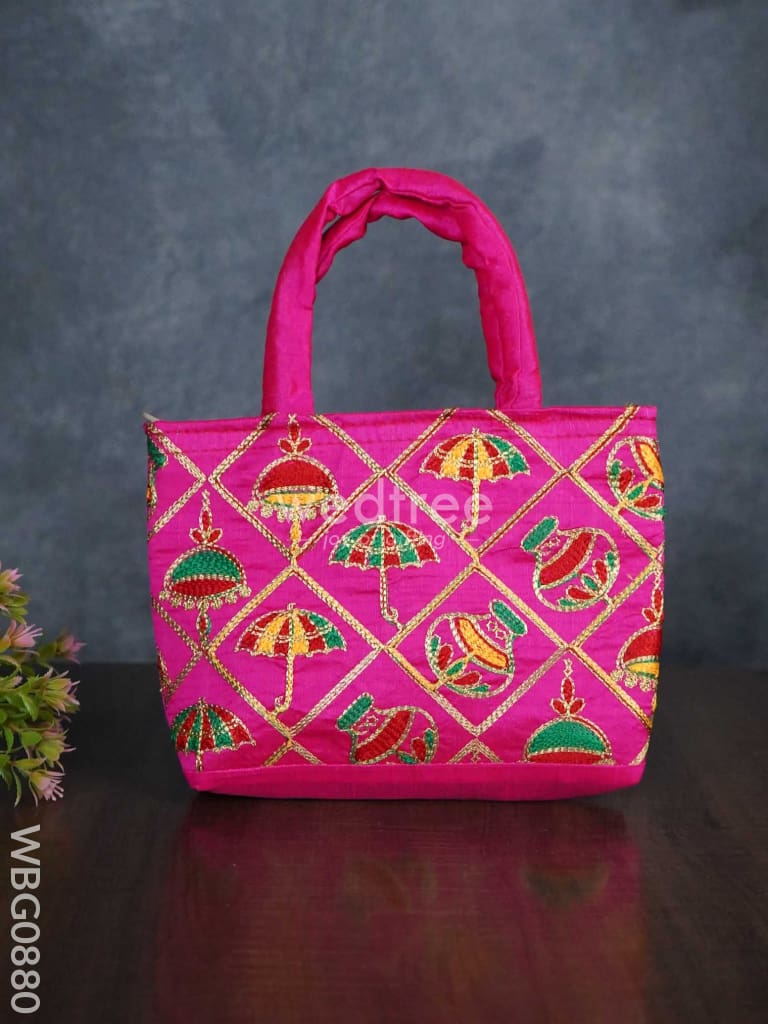 Hand Bag Embroidery Work With Handle - Wbg0880 Bags