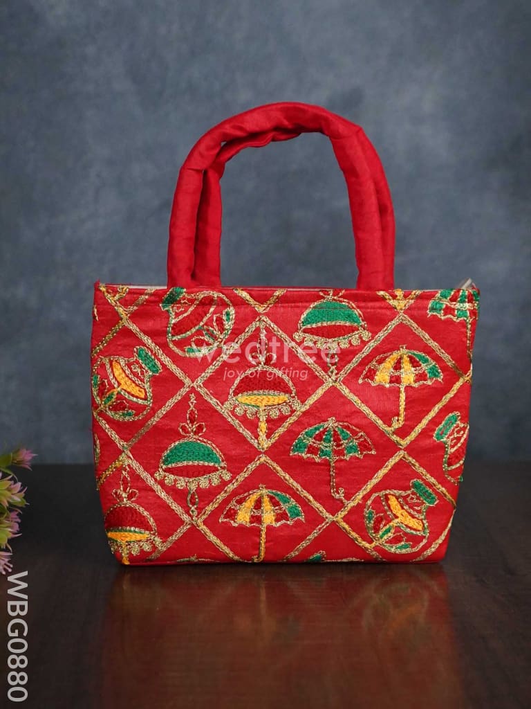 Hand Bag Embroidery Work With Handle - Wbg0880 Bags