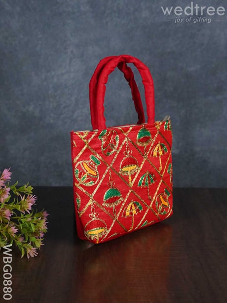 Hand Bag Embroidery Work With Handle - Wbg0880 Bags