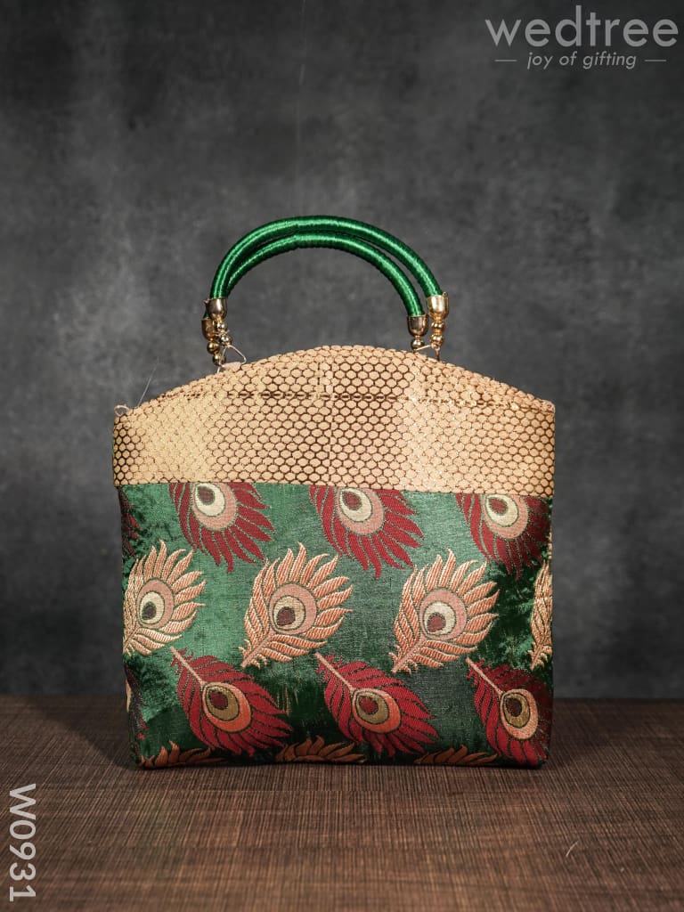 Hand Bag Peacock Feather Design - W0931 Bags