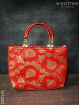 Hand Bag Raw Silk With Floral & Mango Design - W4185 Bags