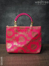 Hand Bag Raw Silk With Floral & Mango Design - W4185 Bags