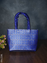 Hand Bag Raw Silk With Golden Leaf Design - W2746 Bags