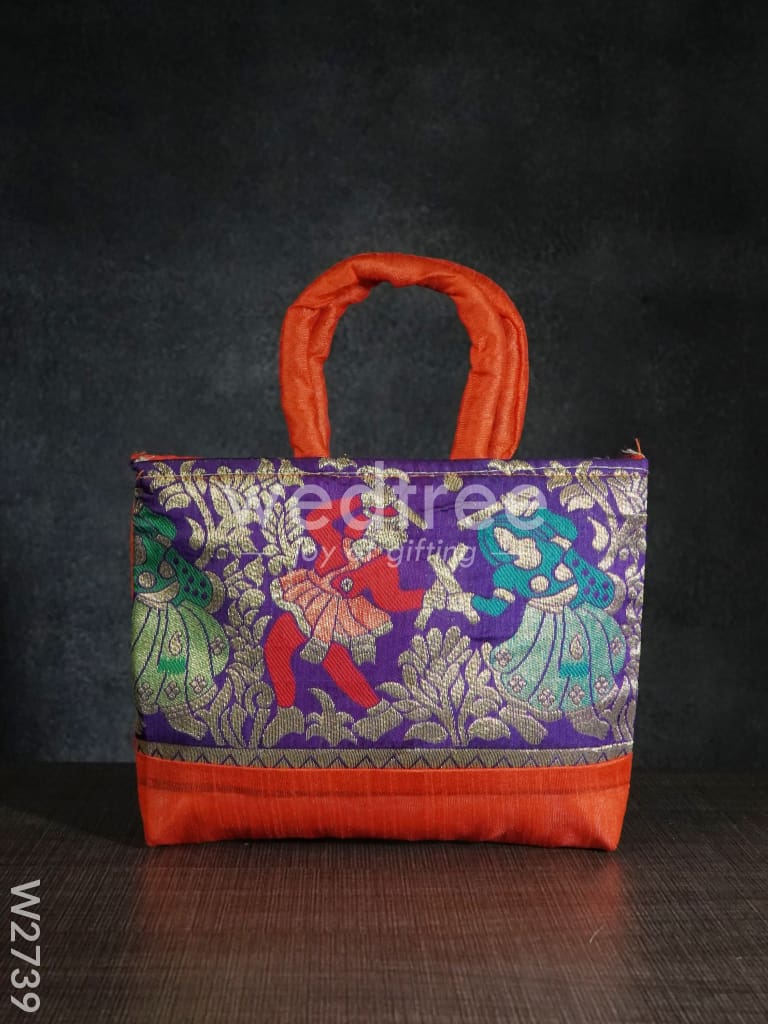 Hand Bag Rawsilk With Dandiya Prints Medium - W2739 Bags