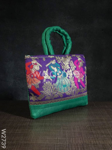 Hand Bag Rawsilk With Dandiya Prints Medium - W2739 Bags