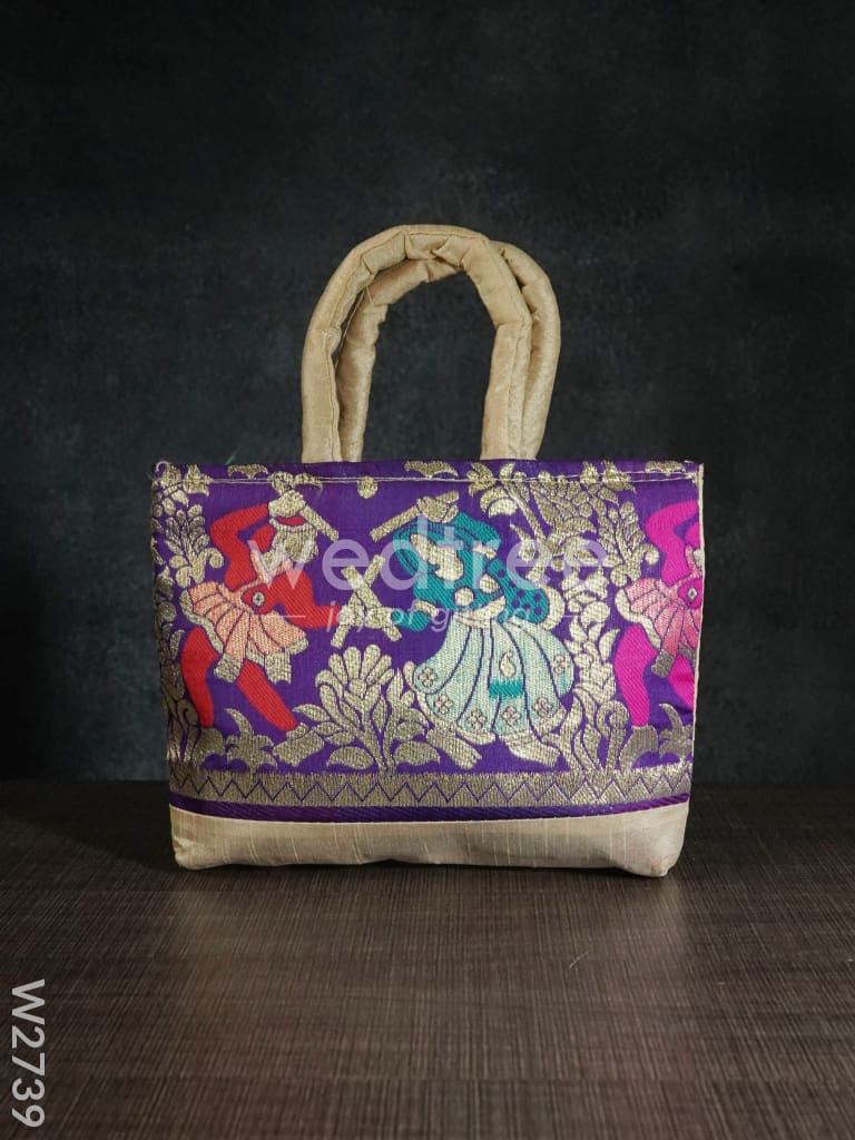 Hand Bag Rawsilk With Dandiya Prints Medium - W2739 Bags