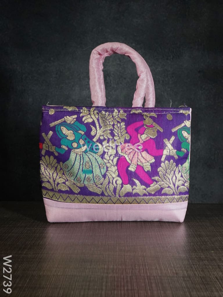 Hand Bag Rawsilk With Dandiya Prints Medium - W2739 Bags