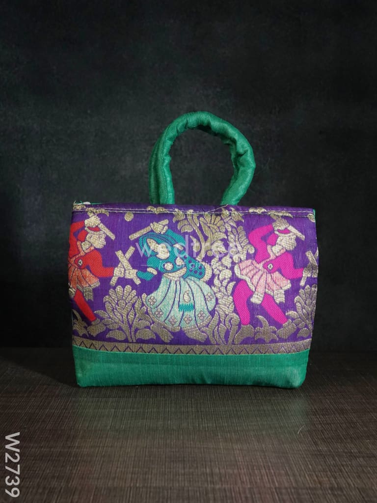 Hand Bag Rawsilk With Dandiya Prints Medium - W2739 Bags