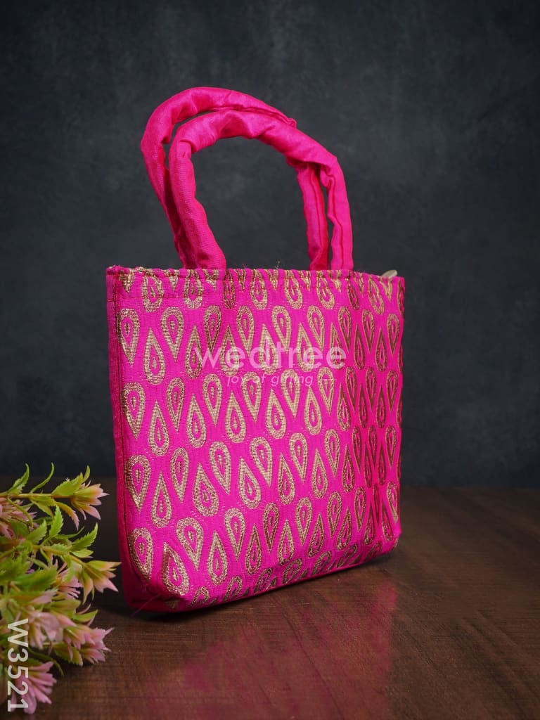 Hand Bag With Brocade Print - W3521 Bags