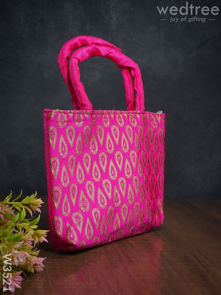 Hand Bag With Brocade Print - W3521 Bags