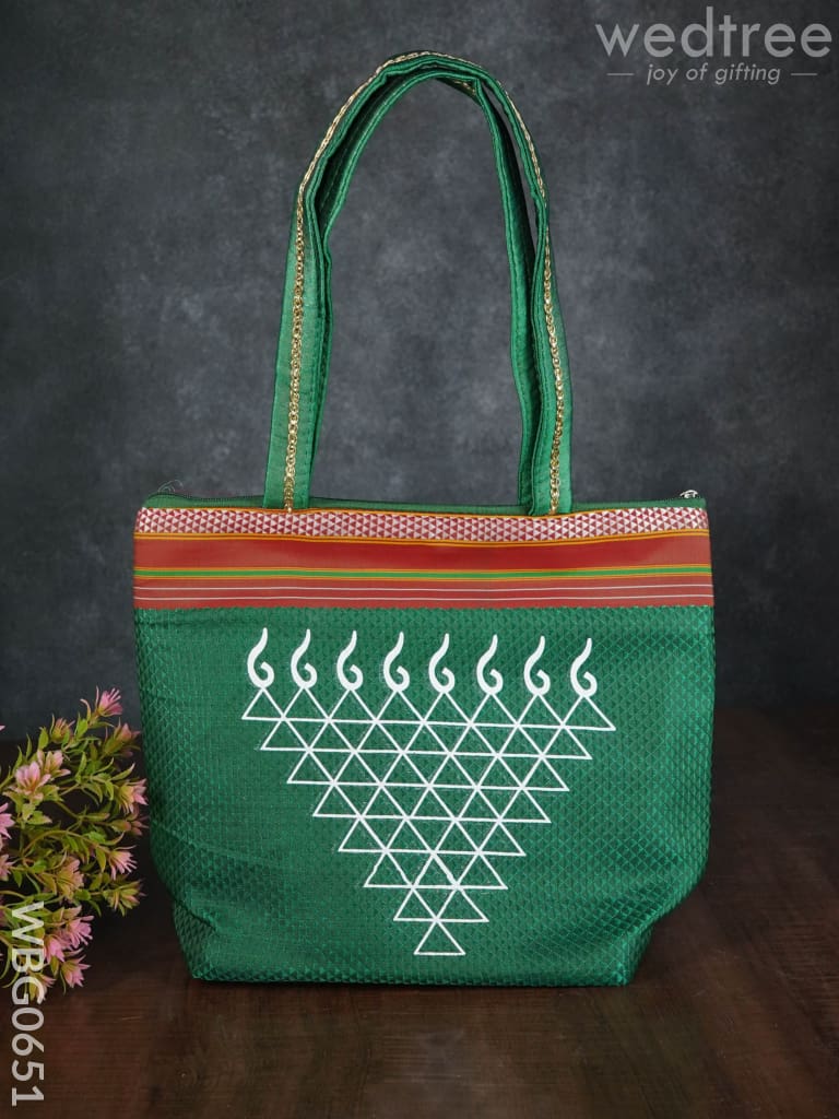 Hand Bag With Kolam Design - Wbg0651 Bags