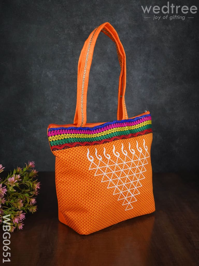 Hand Bag With Kolam Design - Wbg0651 Bags