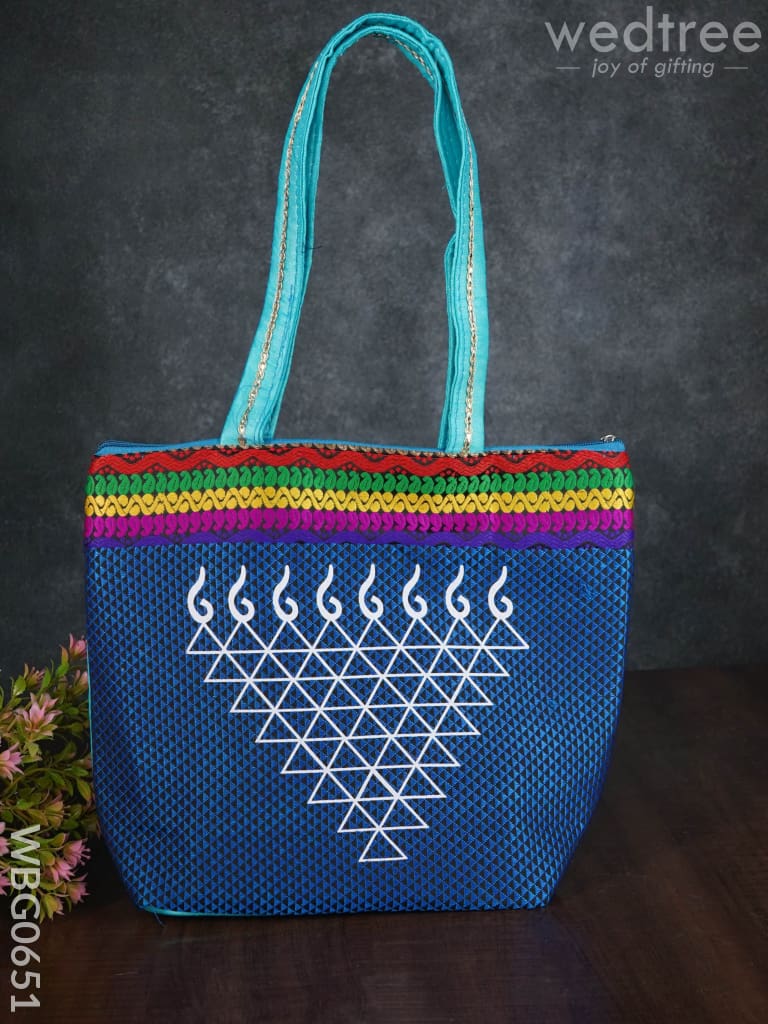 Hand Bag With Kolam Design - Wbg0651 Bags