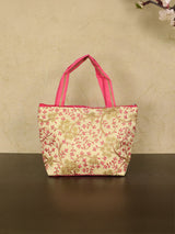 Hand bag with leaf and floral embroidery design - W4580