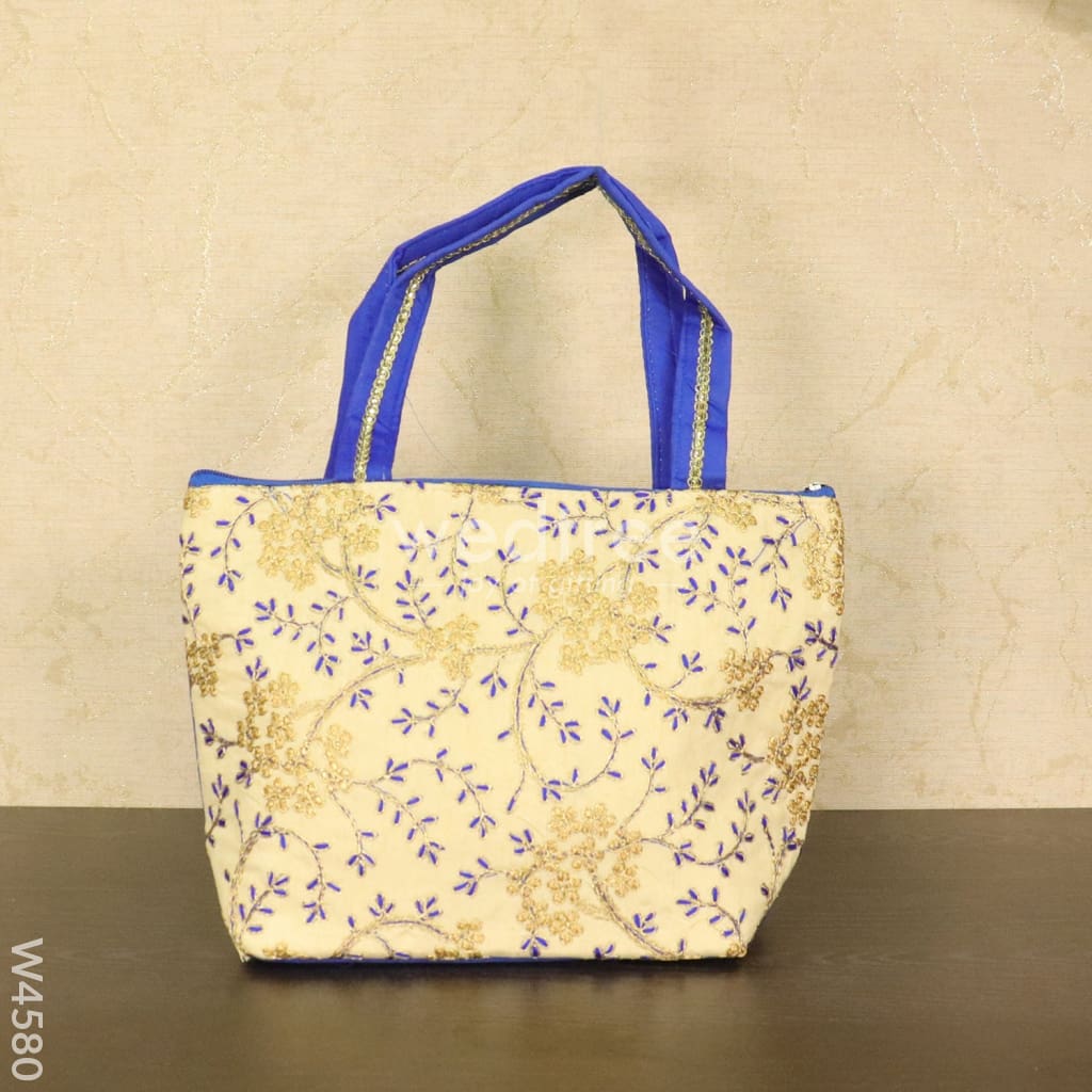 Hand Bag With Leaf And Floral Embroidery Design - W4580 Bags