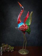 Hand Painted Crane - Set Of 2 Wl2654 Metal Decor Showpiece