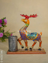 Hand Painted Deer Pen Stand - Wl3239-3 Metal Decor Utility