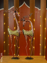 Hand Painted Deer - Set Of 2 Wl2656 Metal Decor Showpiece