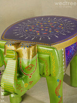 Hand Painted Elephant Stool - 6 Inch Wl0248-1 Wooden Decor