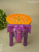 Hand Painted Elephant Stool - 8 Inch Wl3363 Wooden Stools