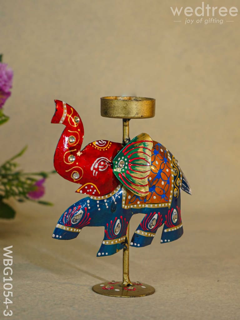 Hand-Painted Elephant T-Light Holder - Wbg1054-3 Candles