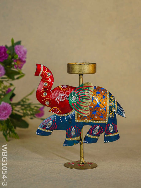 Hand-Painted Elephant T-Light Holder - Wbg1054-3 Candles