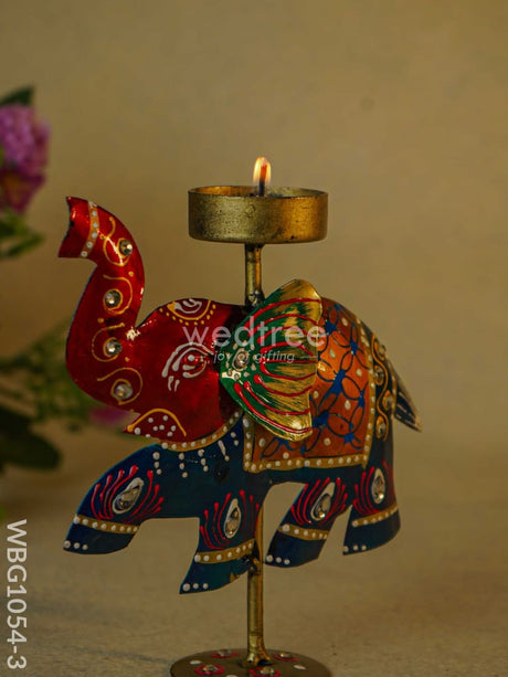 Hand-Painted Elephant T-Light Holder - Wbg1054-3 Candles