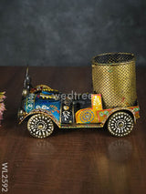 Hand Painted Metal Pen Stand - Jeep Wl2592 Decor Utility