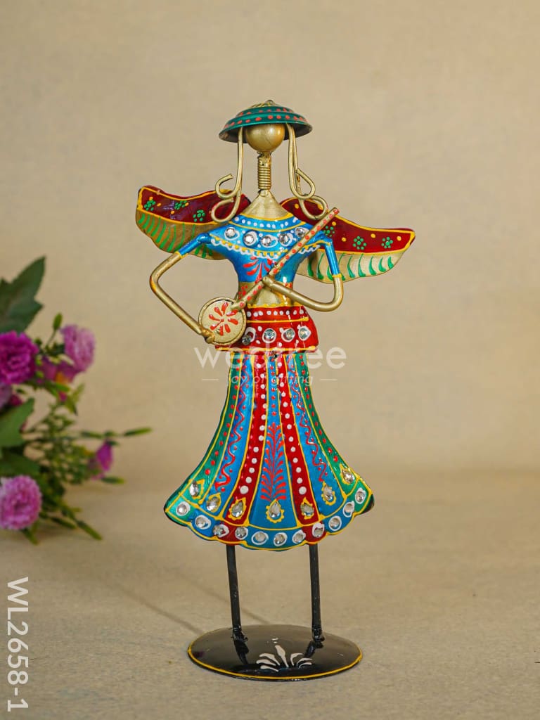 Hand Painted Musical Rajasthani Dolls - Set Of 3 Wl2658 Metal Decor Showpiece