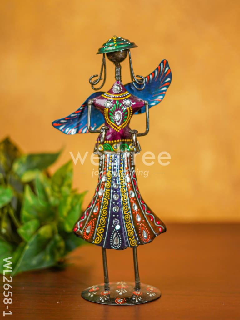 Hand Painted Musical Rajasthani Dolls - Set Of 3 Wl2658 Metal Decor Showpiece